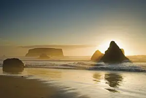 Sunset Behind Offshore Rocks