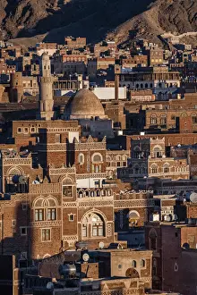 Dome Prints: Sunset over old city of Sana a in Yemen