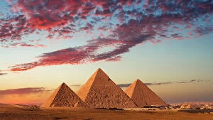 Middle East Gallery: Sunset at the Pyramids, Giza, Cairo, Egypt