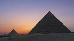 Images Dated 27th November 2014: Sunset at the Pyramids, Giza, Cairo, Egypt