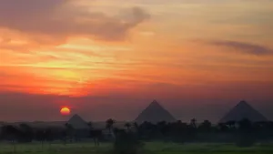 Smog Prints: Sunset at the Pyramids, Giza, Egypt