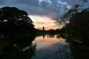 Images Dated 27th November 2015: Sunset with reflection temple at Ayutthaya Thailand