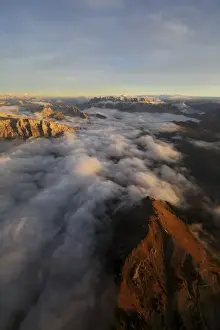 Geisler Gruppe Prints: Sunset on Sella Group Trentino Alto Adige Italy