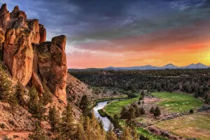 Top Sellers - Art Prints Gallery: Sunset at Smith Rock State Park in Oregon
