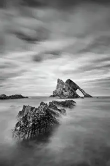 Atlantic Prints: Sunset with smooth water at bow fiddle rock near Portknockie - Scotland Europe