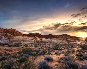 Volcano Collection: Sunset at Valley of Fire State Park, Nevada, USA
