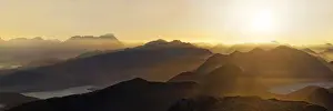 Eastern Alps Prints: Sunset with view on the Jachenau with Walchensee and Zugspitze with Wetterstein range