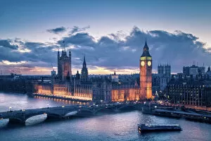 Palace of Westminster Gallery: Sunset on Westminster Palace