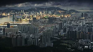 Images Dated 18th August 2014: Sunshine over cloudy Hong Kong City