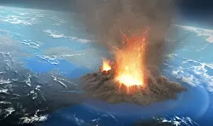 Images Dated 14th June 2018: Supervolcano erupting, illustration