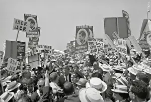 Supporters Prints: Supporters Cheering on John Kennedy