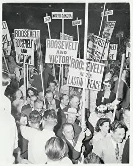 Supporters Holding Roosevelt Signs