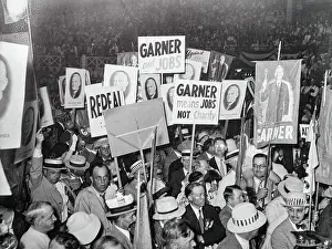 Unemployment Prints: Supporters Waving Placards