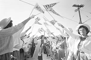 Supporters Welcoming Lady Bird Johnson