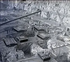 Excavation Prints: Supports Being Placed in Hole for Radio City