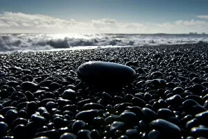 Wave Collection: Surf, black pebbles on the lava beach of Reynisfjara near Vik i Myrdal, South Coast, Iceland