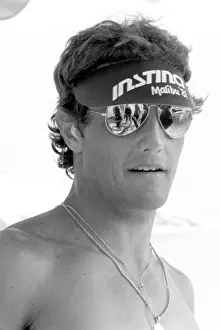 Prints of South African surfer Shaun Tomson wears a visor from his clothing brand Instinct, sunglasses Timeless Moments: A Visual Journey Through History’s Defining Images: Surf Contest
