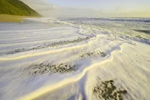South Island New Zealand Gallery: Surf washing up on beach, dusk