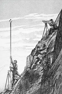 Surveyors Measuring Mountain--Illus