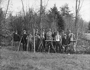 Maine Prints: Surveyors Stand with Tools