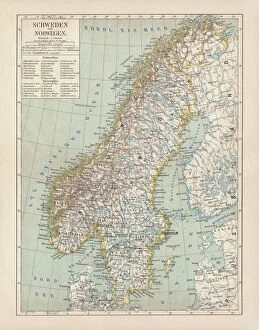 Scandinavia Collection: Sweden and Norway, lithograph, published in 1878