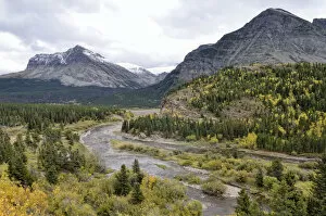 Images Dated 10th October 2011: Swiftcurrent Creek with Boulder Ridge, Many Glacier Road, St