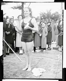 Swimmer Katherine Rawls Displaying Medals