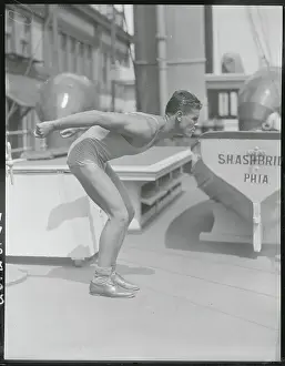 Thomas E Prints: Swimmer in Profile Diving Position