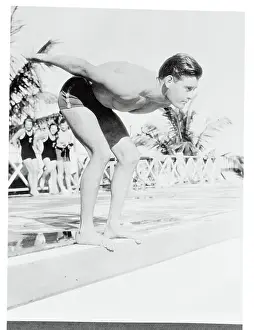 Nassau Prints: Swimmer Ralph Flanagan in Diving Position