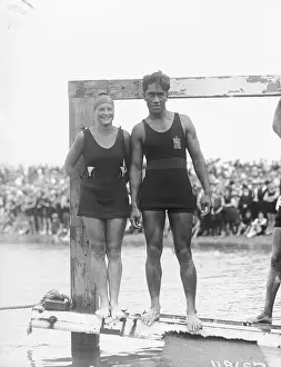 Swimmer Prints: Swimmers Ethelda Bleibtrey and Duke Kahanamoku