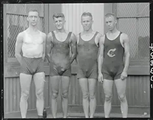 Charles J Prints: Swimmers Posing for Camera