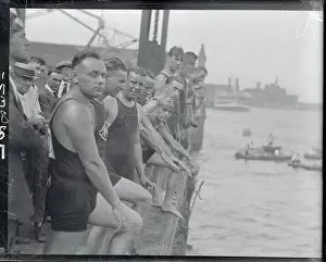 Swimmers on Railing