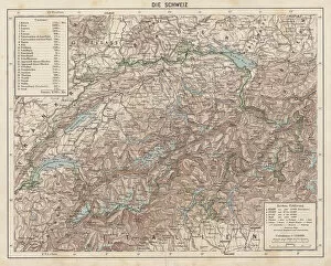 Switzerland, Topographic map, published in 1881
