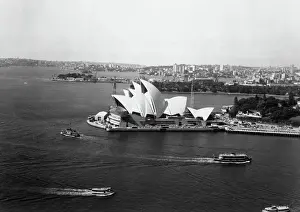 Prints of The landmark building, built on a small peninsula jutting into Sydney Harbor, was started in 1959. Plans call for the first public performance in the opera house to be held on September 29, 1973 Bettmann Archive Prints: The Sydney Opera House