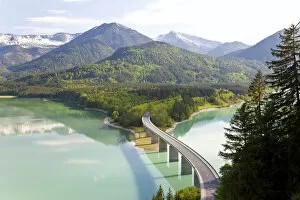 Images Dated 17th May 2009: Sylvenstein Lake and Bridge Bavarian Alps, Germany