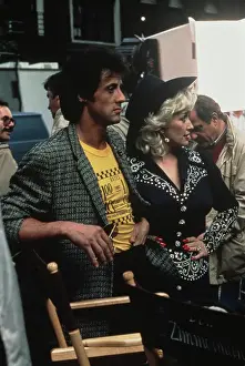 Huty32221 Prints: Sylvester Stallone And Dolly Parton Filming Rhinestone