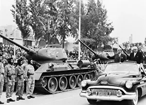 Damascus Prints: Syrian President and Defense Minister with Tank at Military Parade