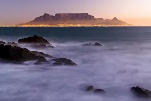 Table Bay Prints: Table Mountain, Lions Head and Devils Peak in the evening light