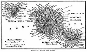 Images Dated 17th April 2017: Tahiti island map 1895