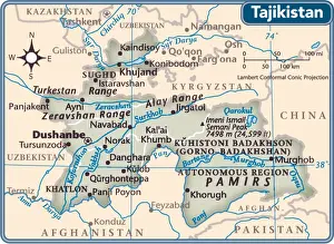 Tajikistan country map
