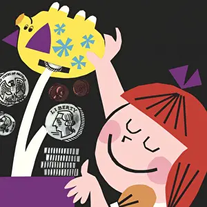 Facial Expressi Prints: Taking Coins Out of a Piggy Bank