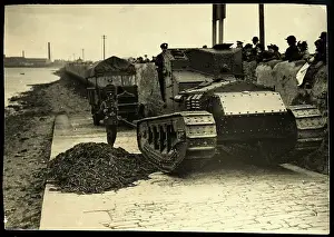 1920s Style Prints: Tank Pulling Truck Out Of Mud