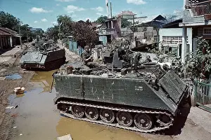 Tanks and Armored Vehicles Forming Barricade