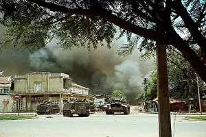 Tanks and Armored Vehicles Forming Barricade