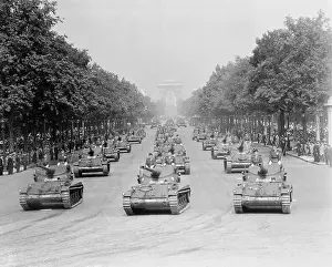 Bastille Day Prints: Tanks Moving Through Street