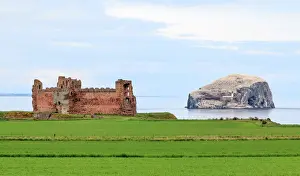 Lighthouse Prints: Tantallon Castle and Bass Rock, East Lothian, Scotland