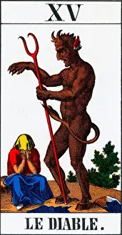 French Text Prints: Tarot Card Depicting the Devil
