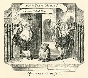Leaning Prints: Tax humour ignorance is bliss Cruikshank 19th century cartoon