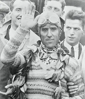 Goggles Prints: Tazio Nuvolari Waving and Wearing Goggles