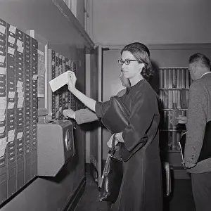 Time Clock Prints: Teacher Punching Her Time Card